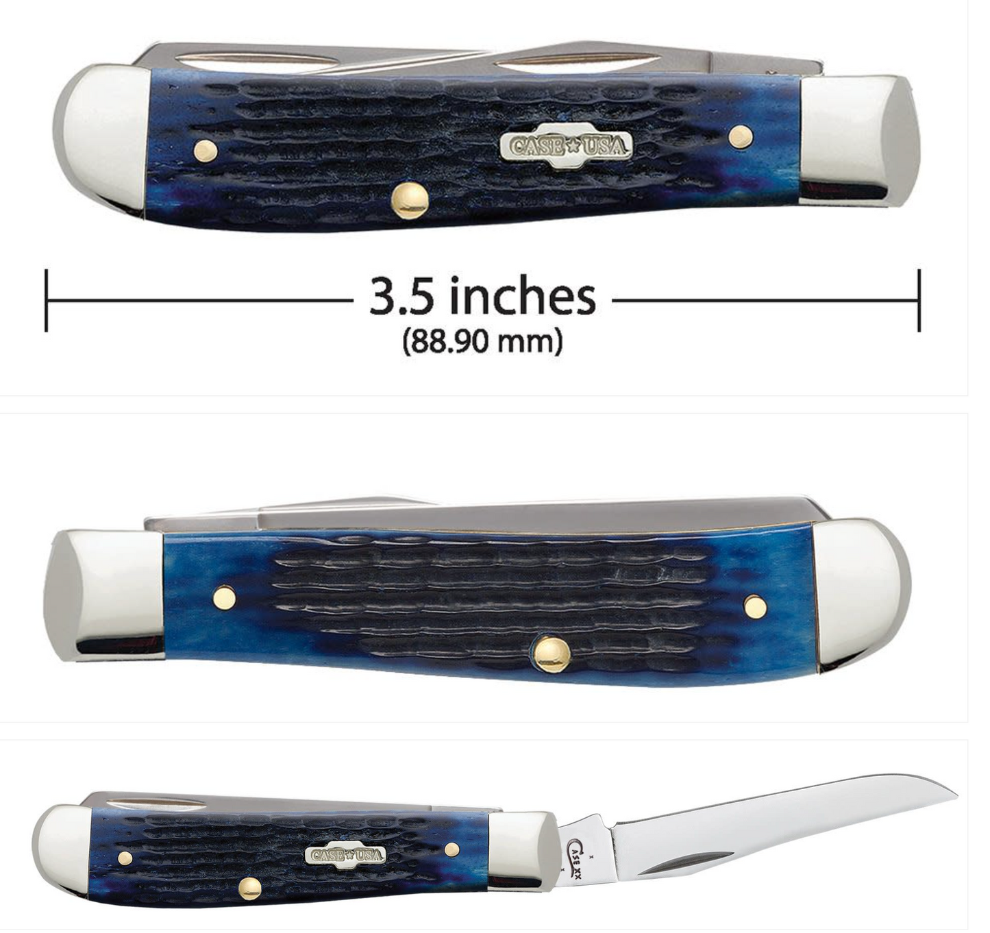 CASE TRAPPER MINI 2 BLADE 3.5" BLUE BONE