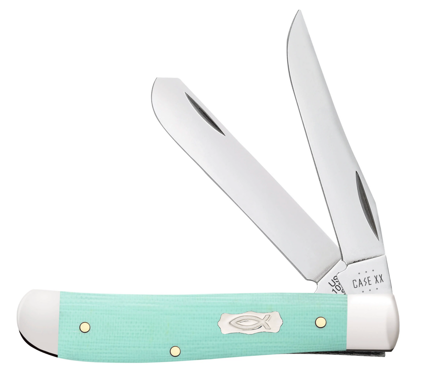 CASE TRAPPER MINI 2 BLADE 3.5" SEAFOAM GREEN G-10