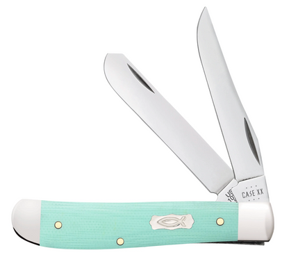 CASE TRAPPER MINI 2 BLADE 3.5" SEAFOAM GREEN G-10