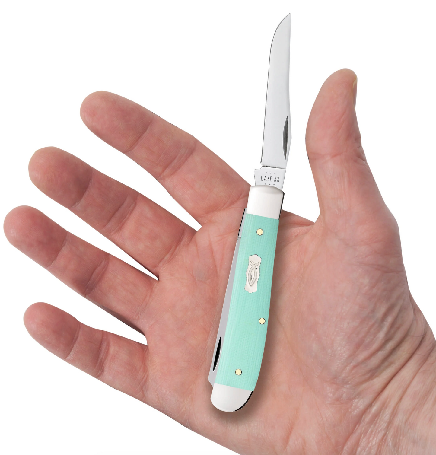 CASE TRAPPER MINI 2 BLADE 3.5" SEAFOAM GREEN G-10