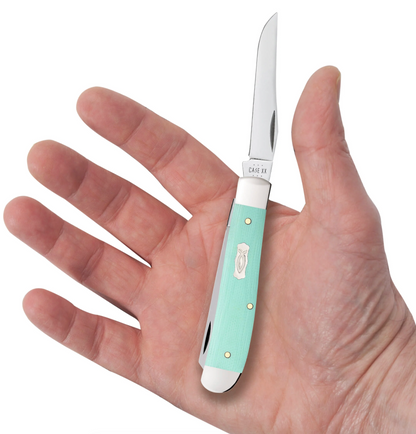 CASE TRAPPER MINI 2 BLADE 3.5" SEAFOAM GREEN G-10
