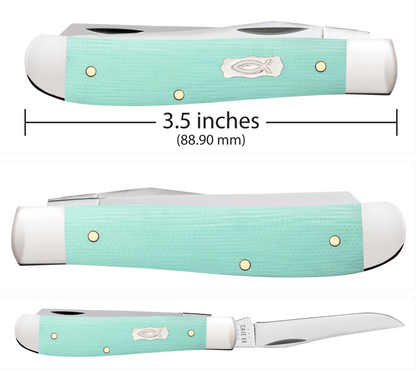 CASE TRAPPER MINI 2 BLADE 3.5" SEAFOAM GREEN G-10