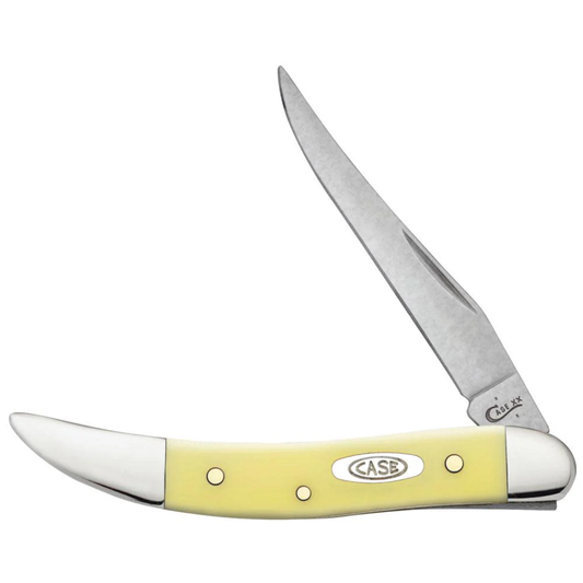 Case knife with yellow handle on a white background