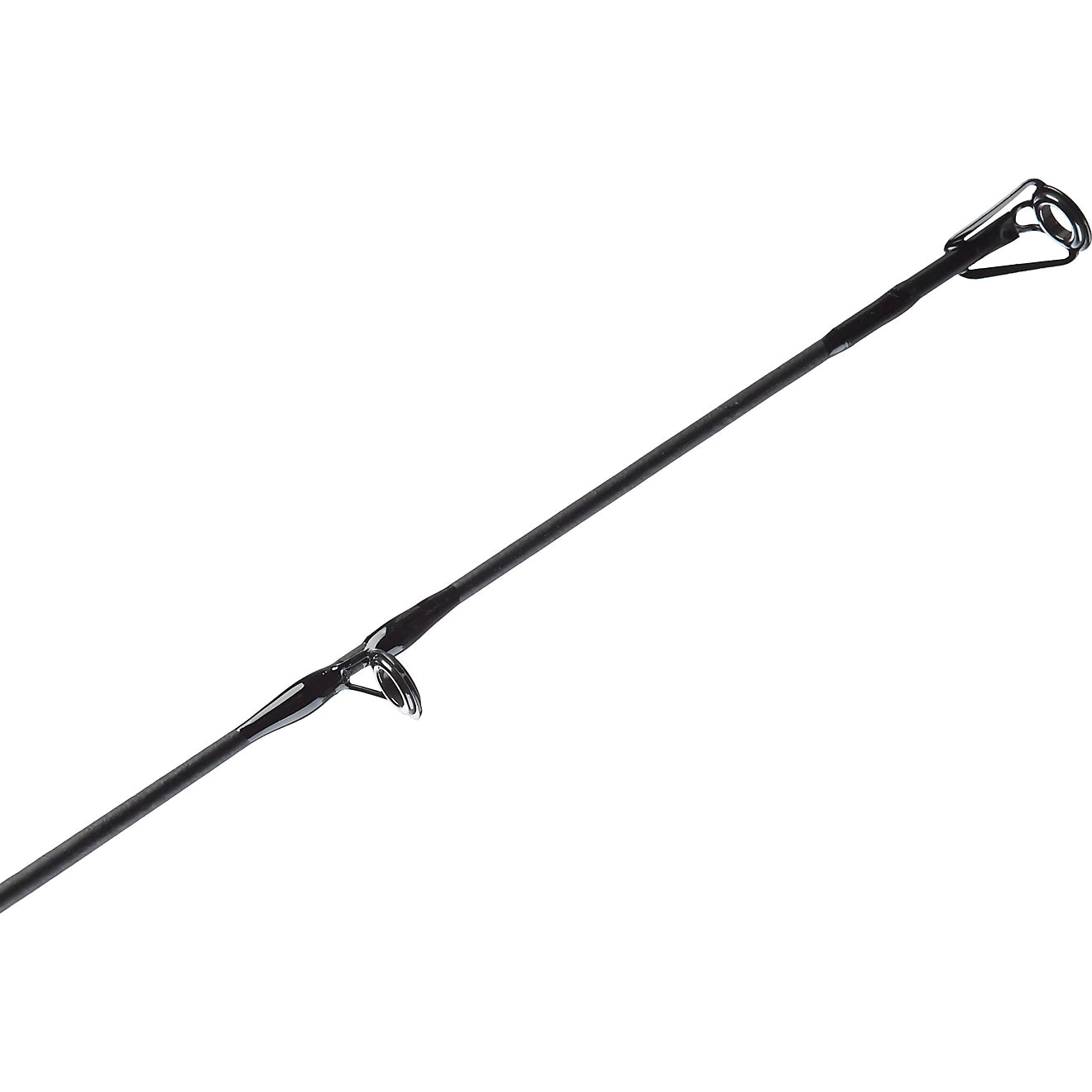 Fishing rod with black and blue handle on a white background
