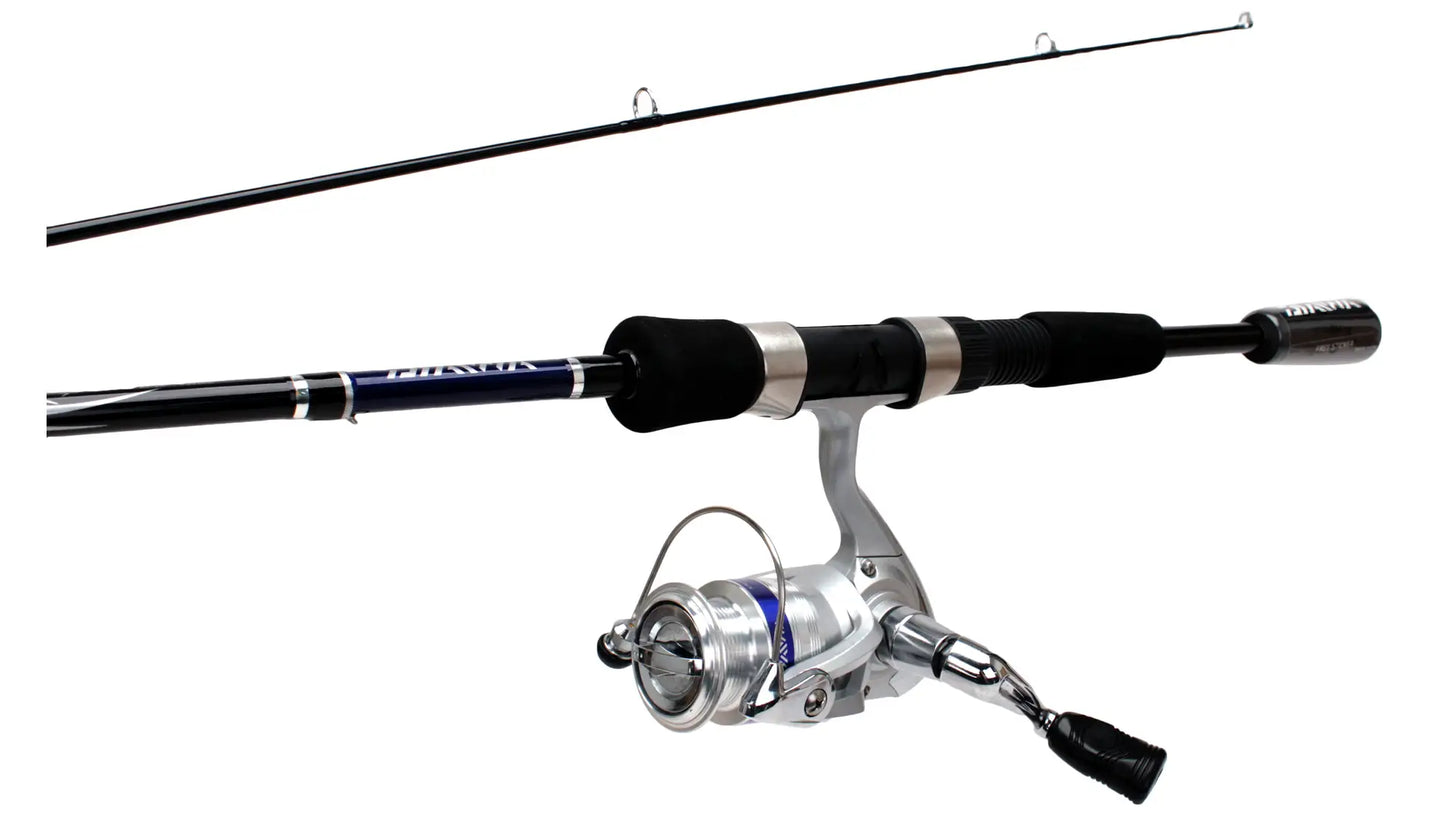 Fishing rod and reel set on a white background