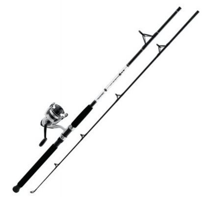Fishing rod and reel set on a white background