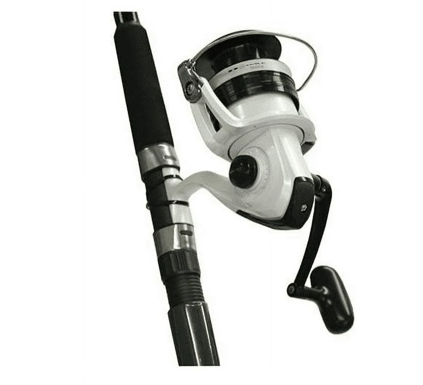 Fishing rod and reel set on a white background