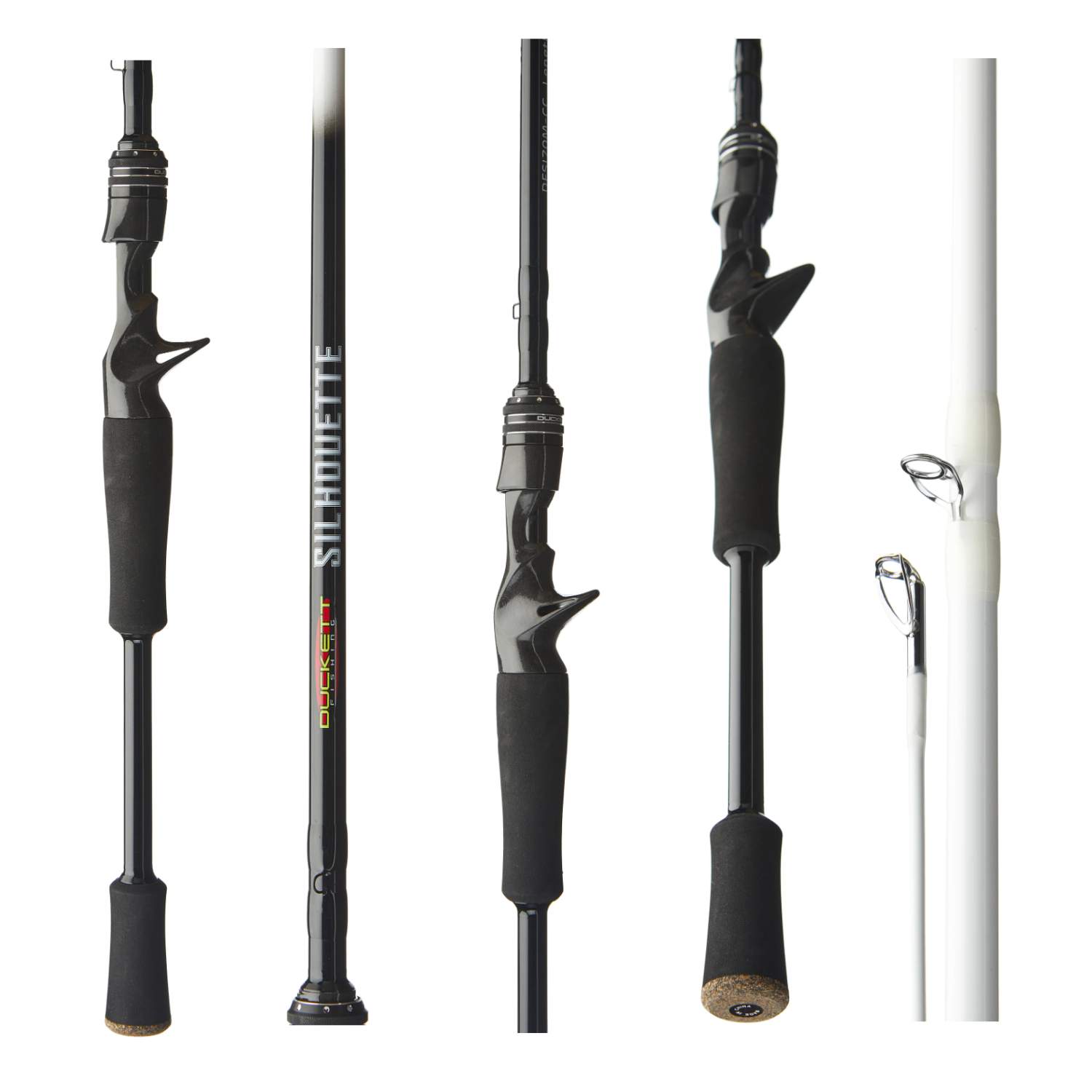 Set of fishing rods on a white background