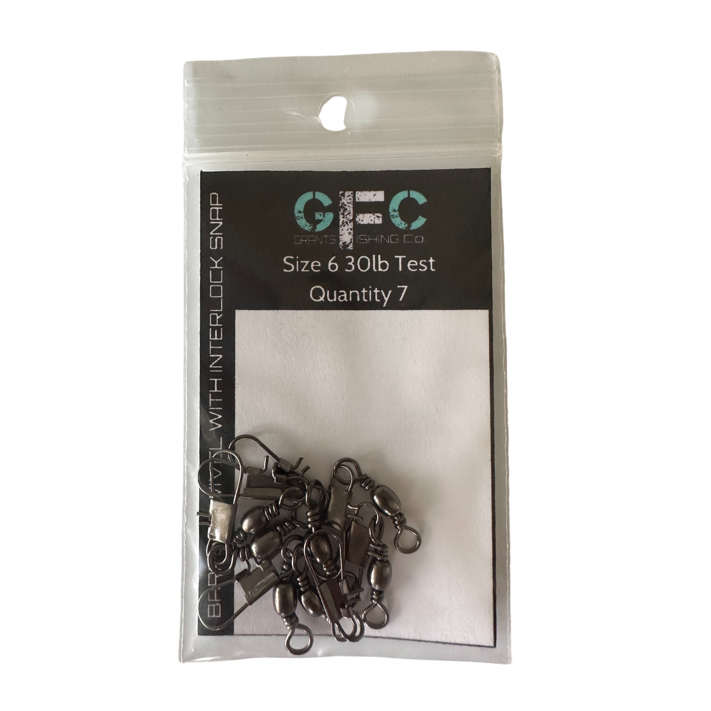 GFC STAINLESS STEEL BARREL SWIVEL WITH INTERLOCK SNAP