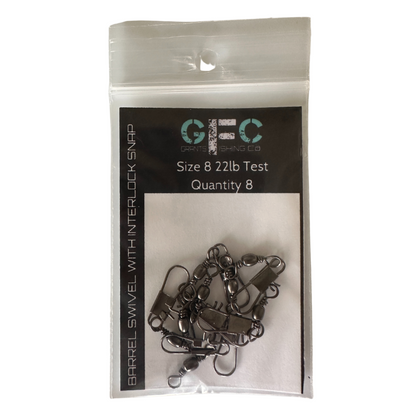 GFC STAINLESS STEEL BARREL SWIVEL WITH INTERLOCK SNAP