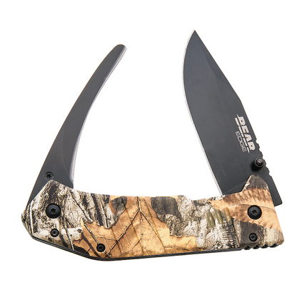 BEAR & SONS 5" DOUBLE GUT & SKINNER BLACK BLADE REALTREE EDGE