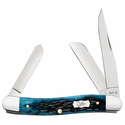 CASE MEDIUM STOCKMAN 4 5/8" 3-BLADE MEDITERRANEAN BLUE