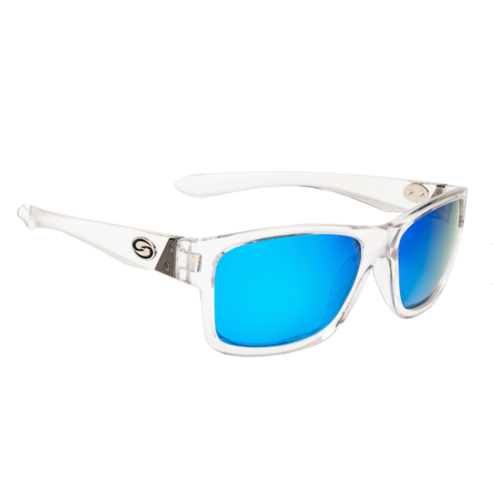 STRIKE KING PLUS PLATTE SUNGLASSES-CLEAR CRYSTAL/BLUE MIRROR LENS