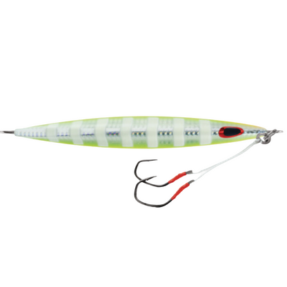 WILLIAMSON KENSAKI 220 JIG - 6.75" - 7.75OZ - UV CHARTREUSE GLOW ZEBRA