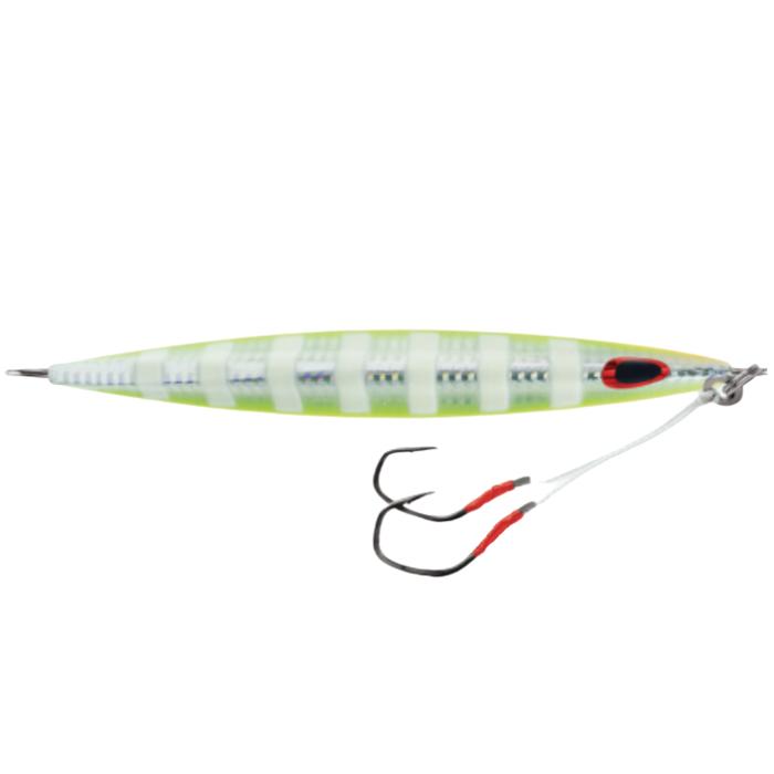 WILLIAMSON KENSAKI 280 JIG - 7.25" - 9-7/8OZ - UV CHARTREUSE GLOW ZEBRA