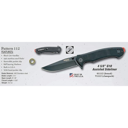 BEAR & SONS BEAR EDGE BLACK/RED ASSIST KNIFE 3-1/2" BLADE 4 1/8" CLOSED