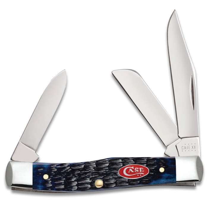 CASE MEDIUM STOCKMAN 3 BLADE 3 5/8" BLUE BONE