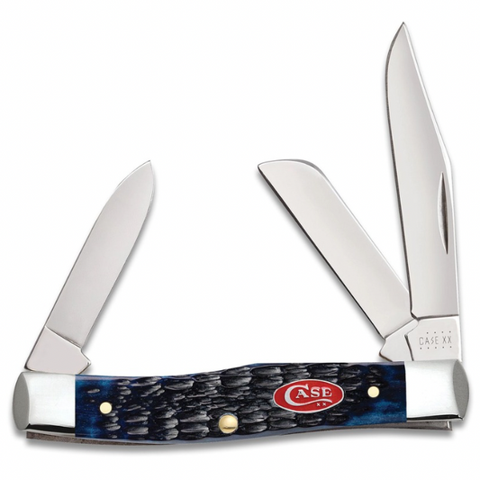 CASE MEDIUM STOCKMAN 3 BLADE 3 5/8" BLUE BONE