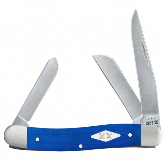 CASE STOCKMAN MEDIUM 3 BLADE 3 5/8" BLUE G-10