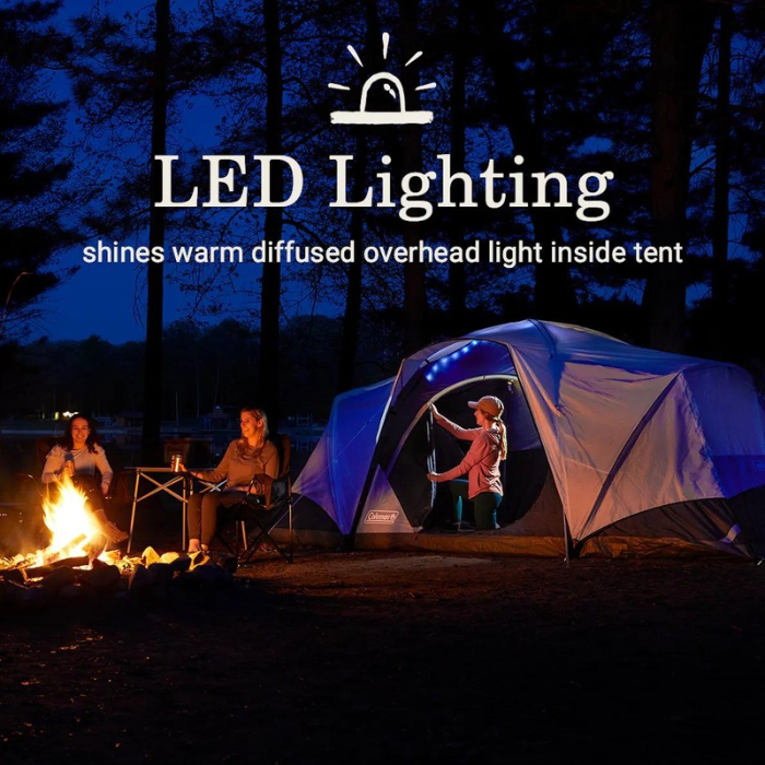 COLEMAN SKYDOME™ XL 8-PERSON CAMPING TENT W/LED LIGHTING