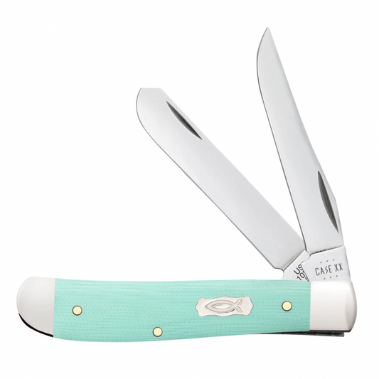 CASE TRAPPER MINI 2 BLADE 3.5" SEAFOAM GREEN G-10