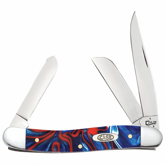 CASE STOCKMAN MEDIUM 3 5/8” KNIFE 3 BLADE - PATRIOTIC KIRINITE