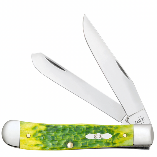 CASE TRAPPER 4 1/8" 2-BLADE KNIFE - GREEN APPLE BONE