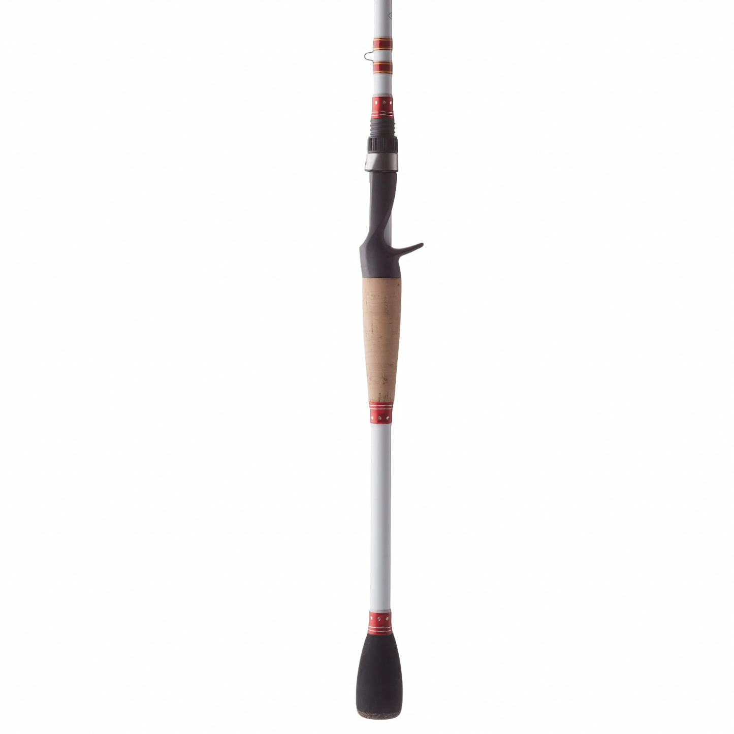 Fishing rod with a white and black handle on a white background