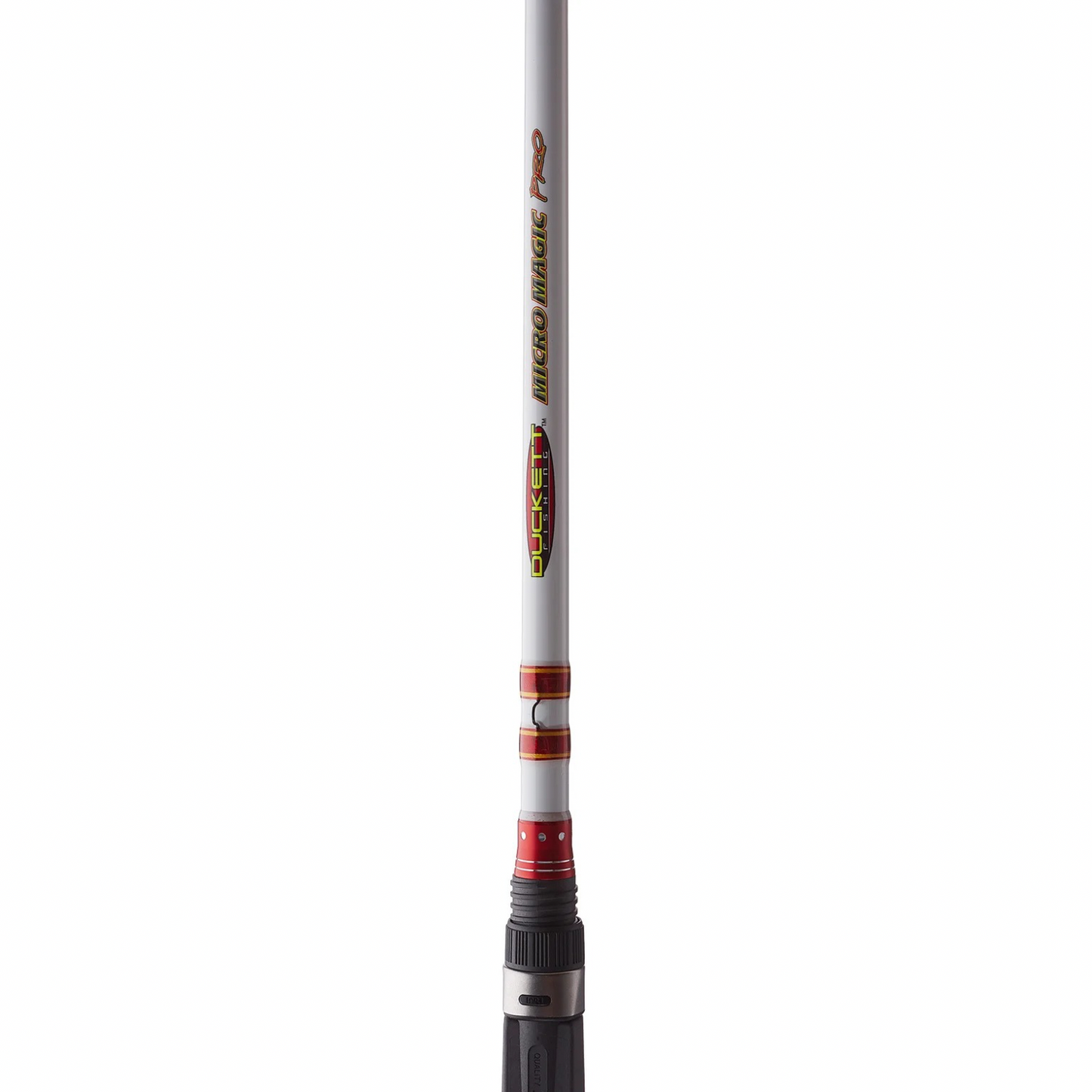 Fishing rod with brand logo on a white background