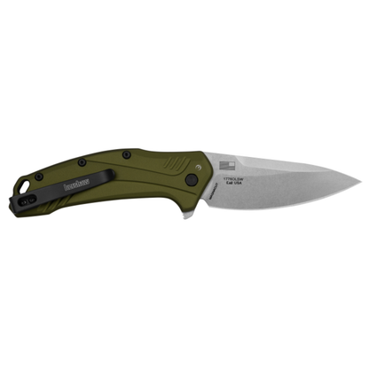 KERSHAW LINK OLIVE ALUMINUM 3.25" KNIFE