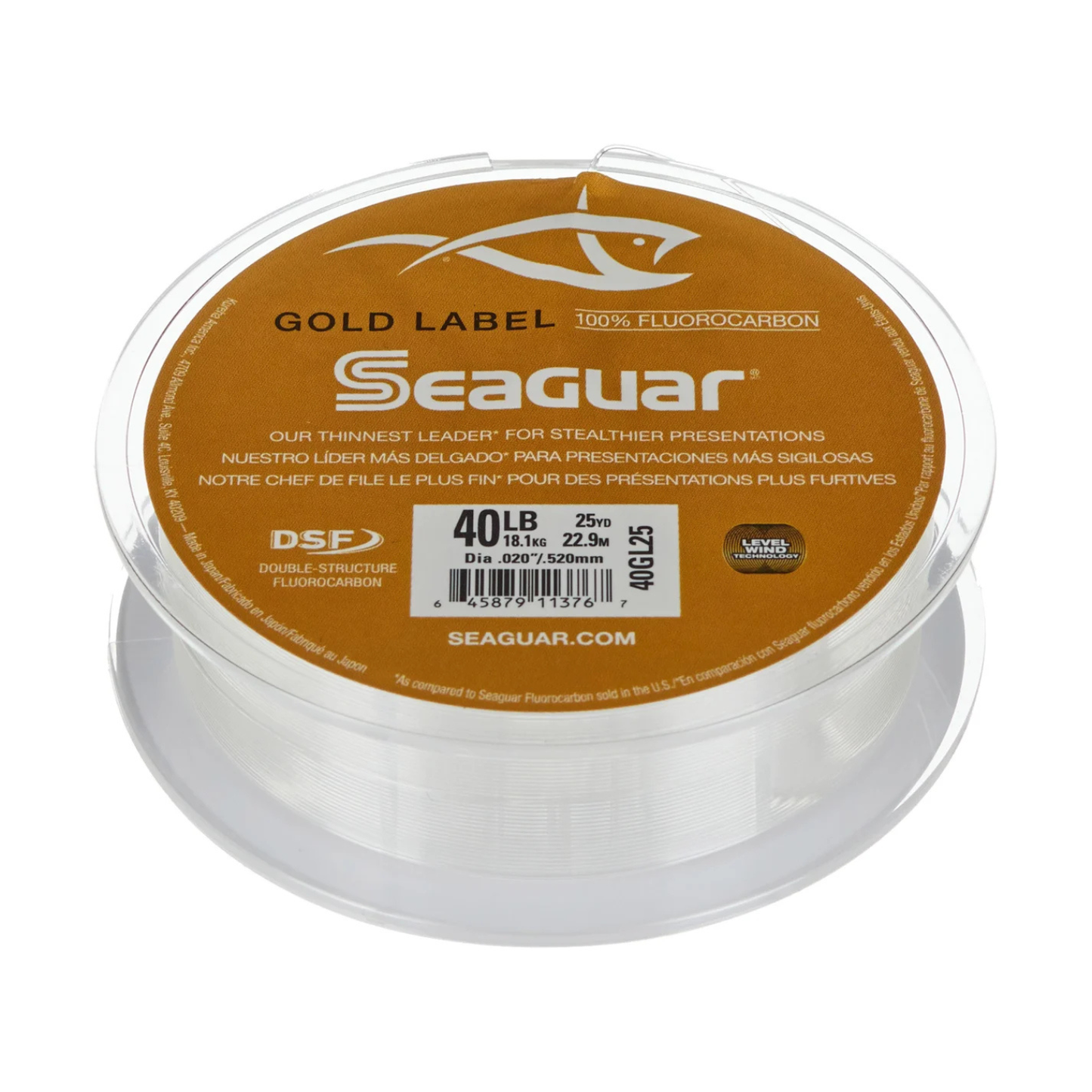 SEAGUAR GOLD LABEL FLUOROCARBON LEADER - 40 LB TEST - 25 YDS - CLEAR