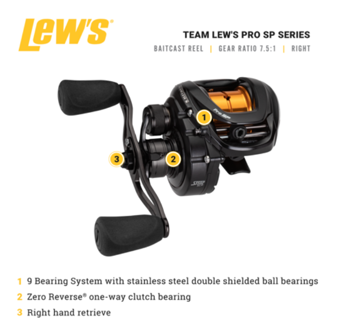 LEW'S TEAM LEW'S PRO SP SKIPPING AND PITCHING RIGHT HAND BAITCAST REEL 7:5.1