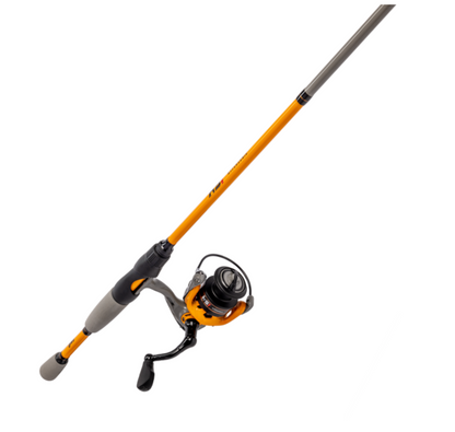 Fishing rod and reel set on a white background