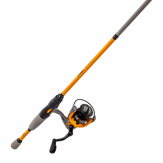 Fishing rod and reel set on a white background