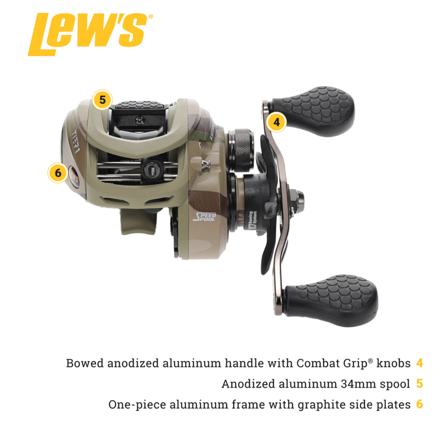 LEW'S AMERICAN HERO TIER 1 BAITCAST REEL LH 7.5:1