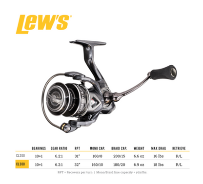 LEW'S CUSTOM LITE 300 SPINNING REEL 6.2 11BB