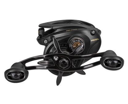 Black fishing reel on a white background