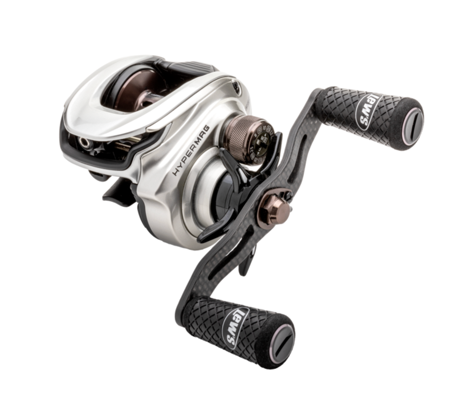 Fishing reel with 'Hyper' branding on a white background