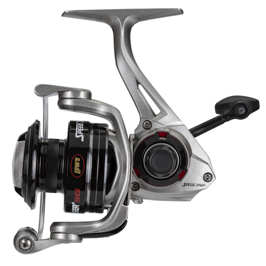 Spinning fishing reel on a white background