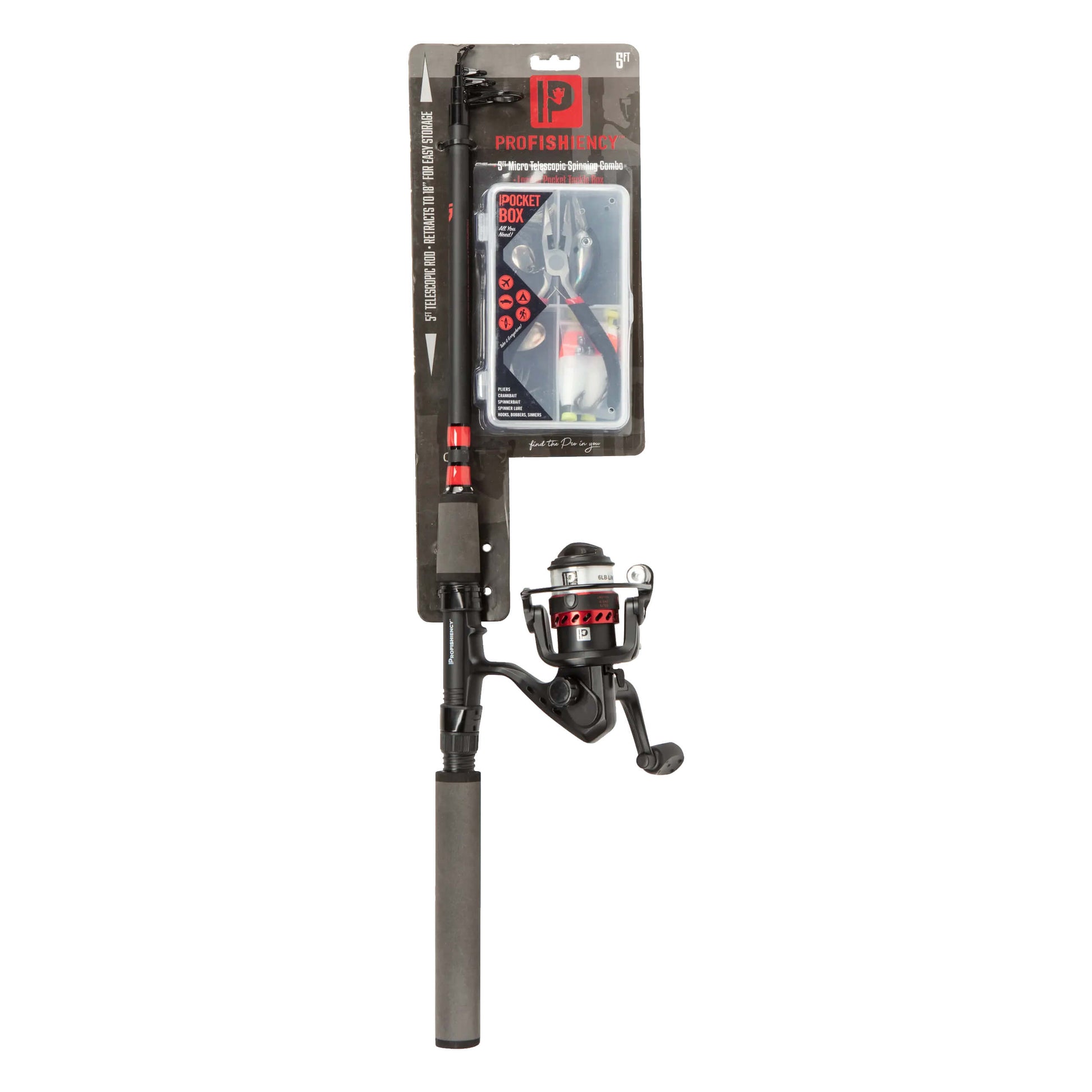 PROFISHIENCY TELESCOPIC SPINNING COMBO W/BOX 5'