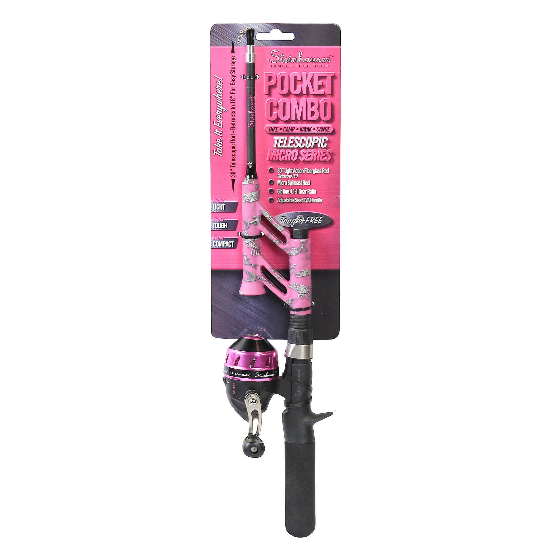 PROFISHIENCY KIDS CASTERS PINK TANGLE-FREE FISHING POLE