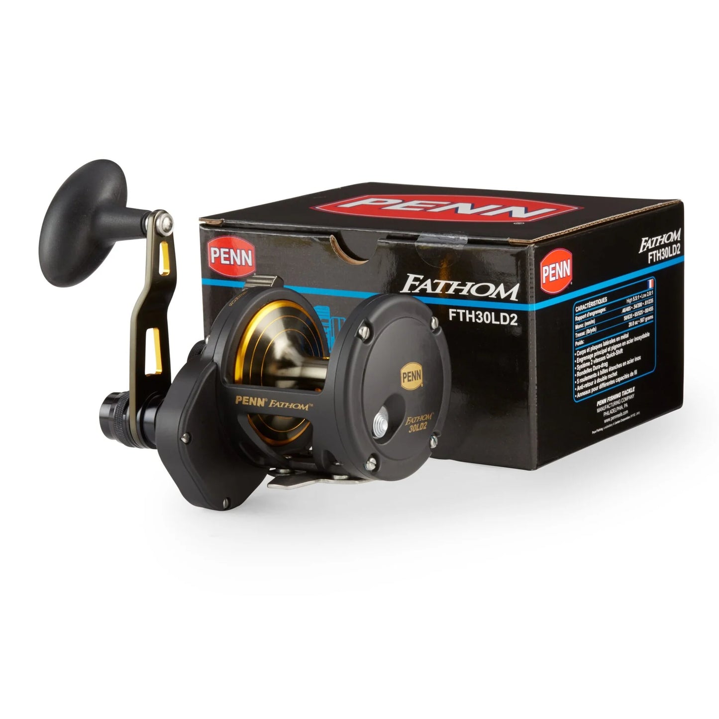 PENN FTH30LD2 FATHOM LEVER DRAG 2 SPEED CONVENTIONAL REEL 5.5:1/2.7:1 - RIGHT HAND
