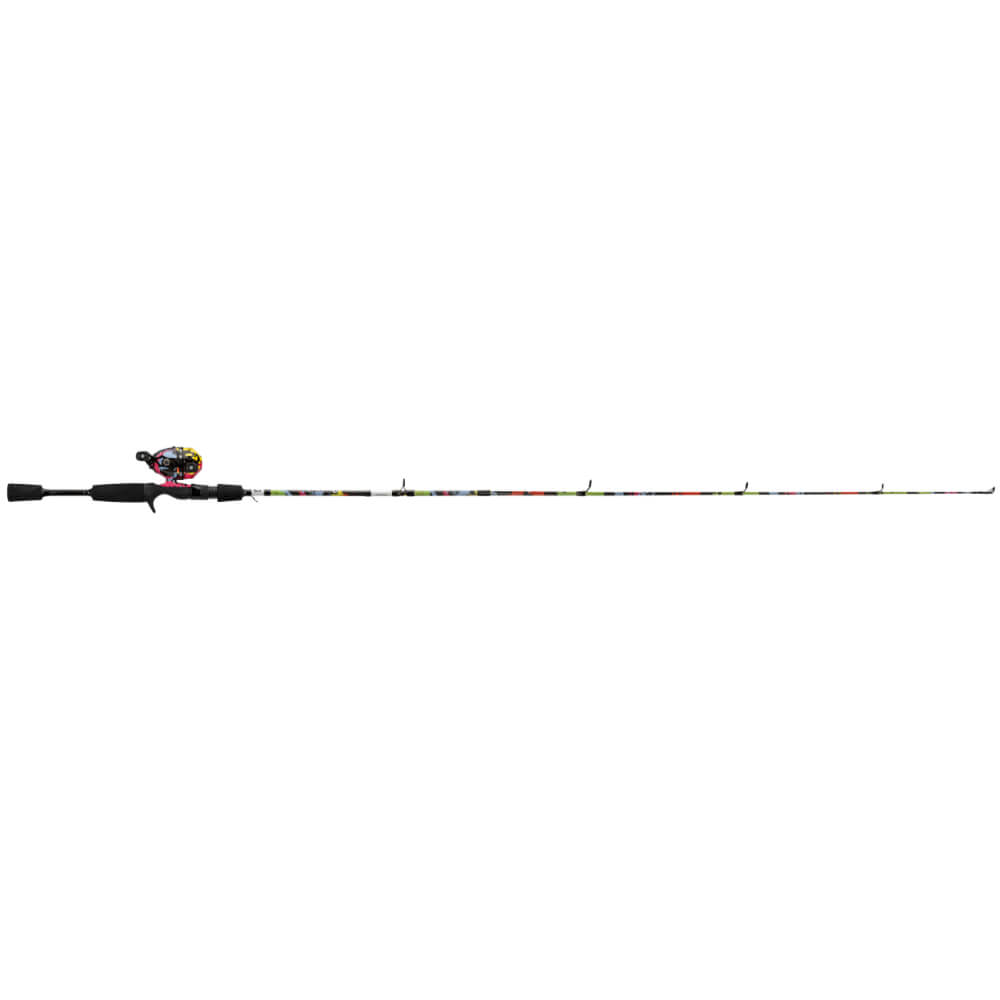 Fishing rod with reel on a white background