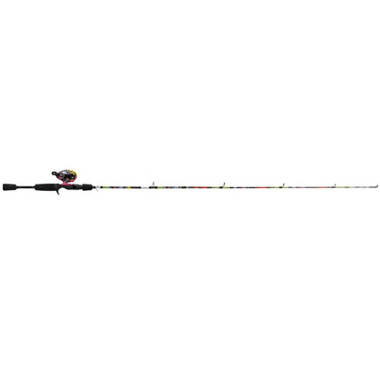 Fishing rod with reel on a white background
