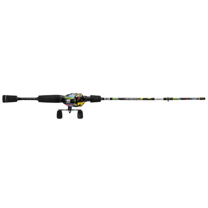 Fishing rod with reel on a white background