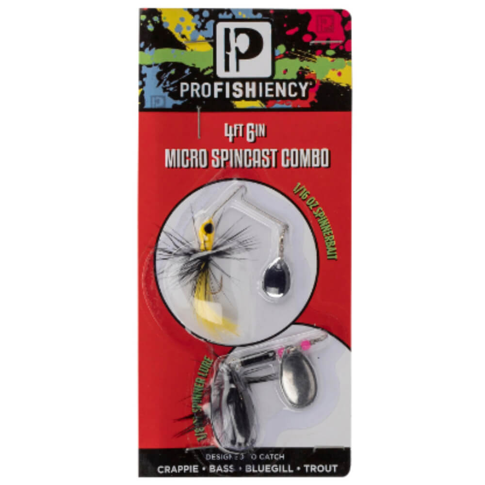Profishiency fishing combo packaging with colorful design on a white background