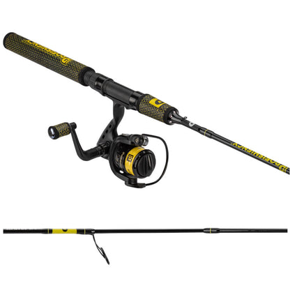 Black metal rod with a yellow label on a white background