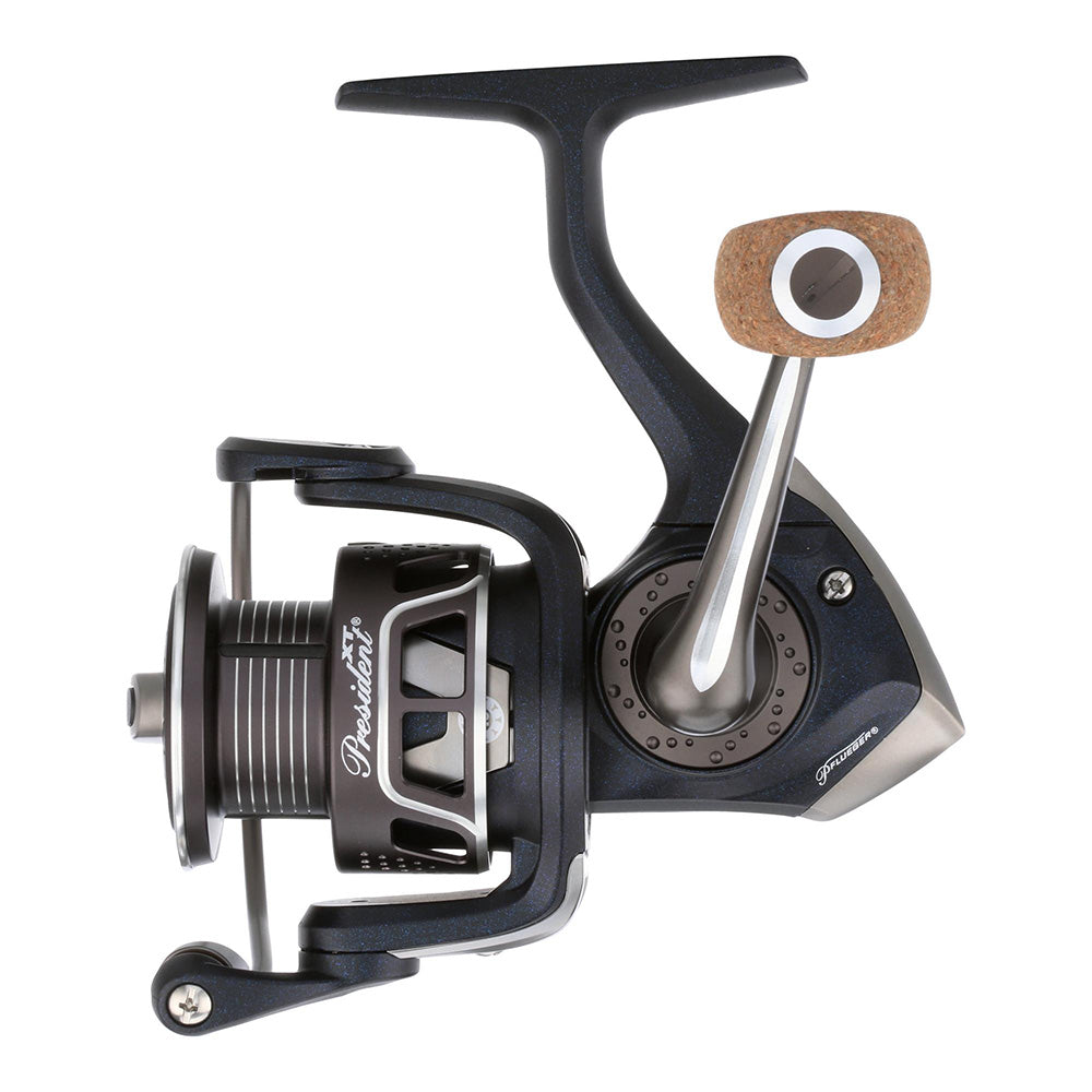 Pflueger President XT 30 spinning reel with lightweight aluminum body, 10-bearing system, and smooth sealed drag for reliable performance in freshwater bass, walleye, and trout fishing.