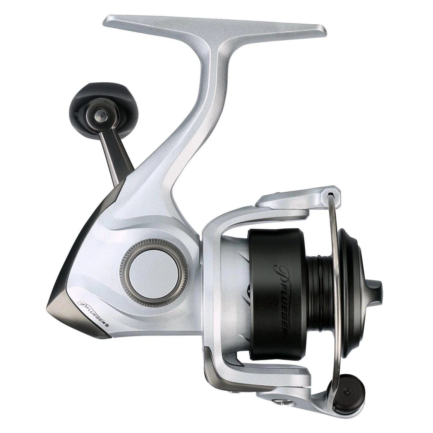 Two fishing reels on a white background