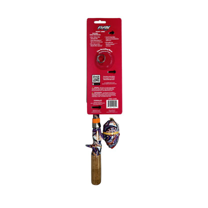 Wooden tool with a colorful handle on a white background